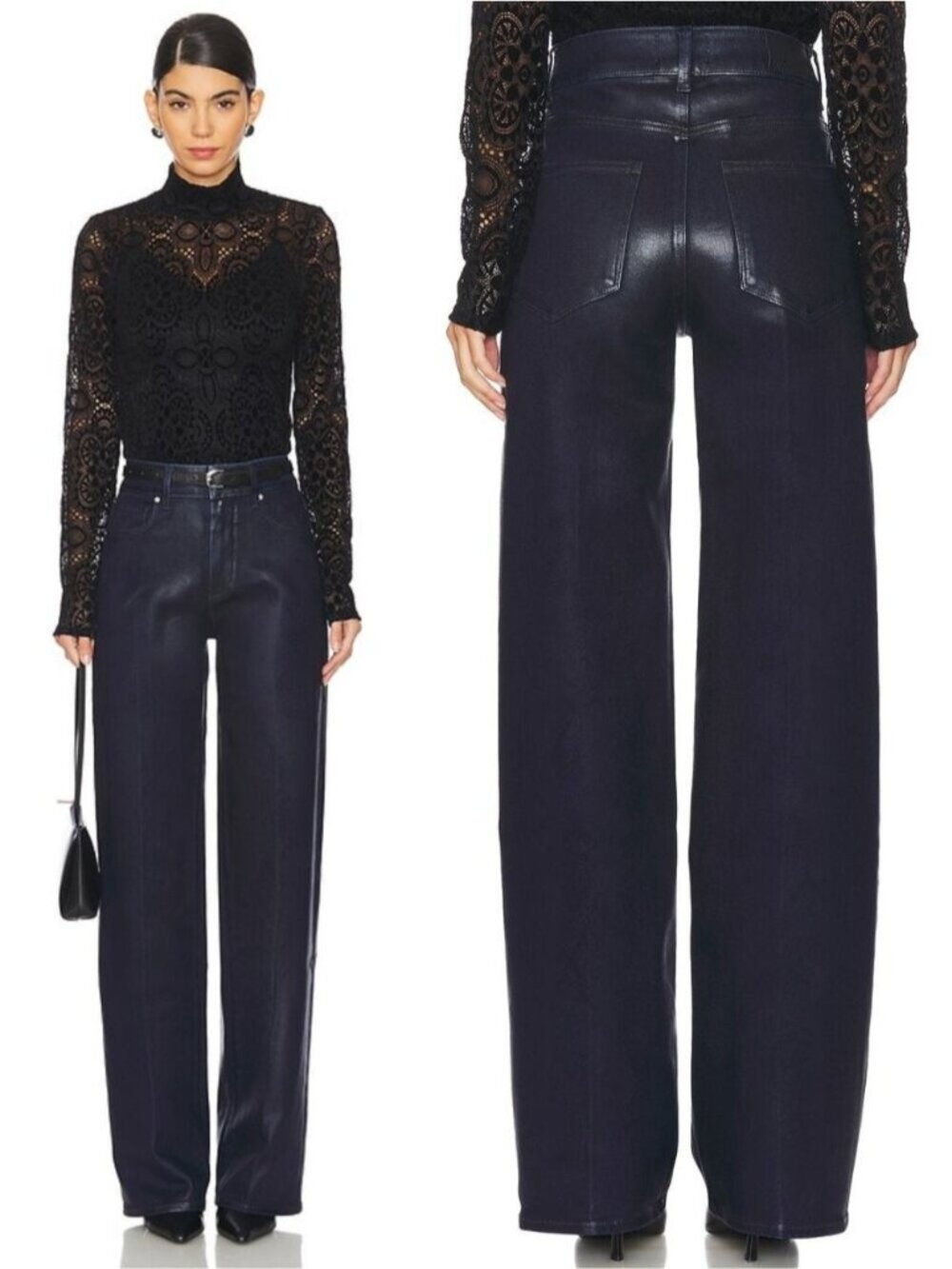 PAIGE Sasha Wide Leg Jeans Size 24 Glazed Indigo